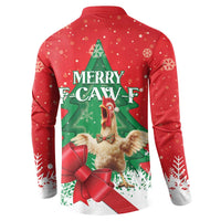 Funny Christmas Chicken Button Sweatshirt Merry F Caw F - Wonder Print Shop