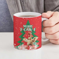 Funny Christmas Chicken Ceramic Mug Merry F Caw F - Wonder Print Shop