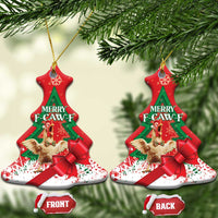 Funny Christmas Chicken Ceramic Ornament Merry F Caw F - Wonder Print Shop