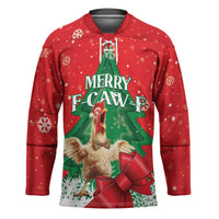 Funny Christmas Chicken Hockey Jersey Merry F Caw F - Wonder Print Shop