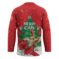 Funny Christmas Chicken Hockey Jersey Merry F Caw F - Wonder Print Shop