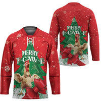 Funny Christmas Chicken Hockey Jersey Merry F Caw F - Wonder Print Shop