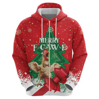 Funny Christmas Chicken Hoodie Merry F Caw F - Wonder Print Shop