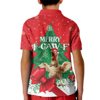 Funny Christmas Chicken Kid Polo Shirt Merry F Caw F - Wonder Print Shop
