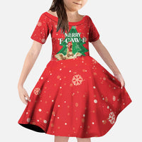 Funny Christmas Chicken Kid Short Sleeve Dress Merry F Caw F - Wonder Print Shop