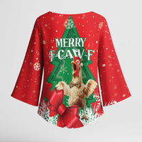 Funny Christmas Chicken Kimono Sleeve Blouse Merry F Caw F - Wonder Print Shop