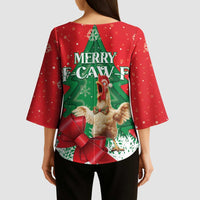 Funny Christmas Chicken Kimono Sleeve Blouse Merry F Caw F - Wonder Print Shop