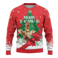 Funny Christmas Chicken Ugly Christmas Sweater Merry F Caw F - Wonder Print Shop