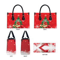 Funny Christmas Chicken Leather Bag Merry F Caw F - Wonder Print Shop