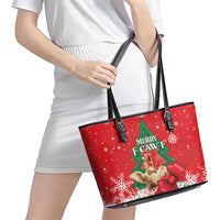 Funny Christmas Chicken Leather Tote Bag Merry F Caw F - Wonder Print Shop