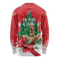 Funny Christmas Chicken Long Sleeve Shirt Merry F Caw F - Wonder Print Shop