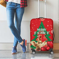 Funny Christmas Chicken Luggage Cover Merry F Caw F - Wonder Print Shop