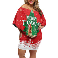 Funny Christmas Chicken Off Shoulder Short Dress Merry F Caw F - Wonder Print Shop