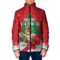 Funny Christmas Chicken Padded Jacket Merry F Caw F - Wonder Print Shop