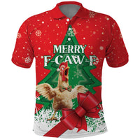 Funny Christmas Chicken Polo Shirt Merry F Caw F - Wonder Print Shop