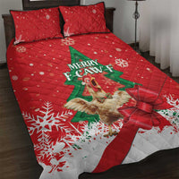 Funny Christmas Chicken Quilt Bed Set Merry F Caw F - Wonder Print Shop