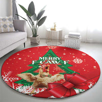 Funny Christmas Chicken Round Carpet Merry F Caw F - Wonder Print Shop