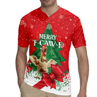 Funny Christmas Chicken Rugby Jersey Merry F Caw F - Wonder Print Shop