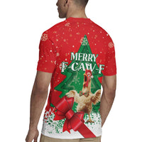 Funny Christmas Chicken Rugby Jersey Merry F Caw F - Wonder Print Shop