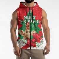 Funny Christmas Chicken Sleeveless Zip Hoodie Merry F Caw F - Wonder Print Shop