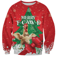 Funny Christmas Chicken Sweatshirt Merry F Caw F - Wonder Print Shop