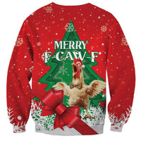 Funny Christmas Chicken Sweatshirt Merry F Caw F - Wonder Print Shop
