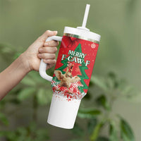 Funny Christmas Chicken Tumbler With Handle Merry F Caw F - Wonder Print Shop
