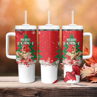 Funny Christmas Chicken Tumbler With Handle Merry F Caw F - Wonder Print Shop