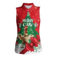 Funny Christmas Chicken Women Sleeveless Polo Shirt Merry F Caw F - Wonder Print Shop