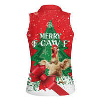 Funny Christmas Chicken Women Sleeveless Polo Shirt Merry F Caw F - Wonder Print Shop
