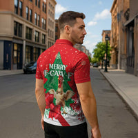 Funny Christmas Chicken Zipper Polo Shirt Merry F Caw F - Wonder Print Shop