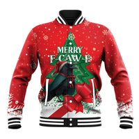Funny Christmas Raven Baseball Jacket Merry F Caw F - Wonder Print Shop
