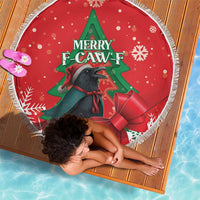 Funny Christmas Raven Beach Blanket Merry F Caw F - Wonder Print Shop