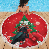 Funny Christmas Raven Beach Blanket Merry F Caw F - Wonder Print Shop