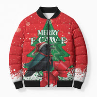Funny Christmas Raven Bomber Puffer Jacket Merry F Caw F - Wonder Print Shop