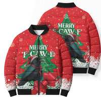 Funny Christmas Raven Bomber Puffer Jacket Merry F Caw F - Wonder Print Shop