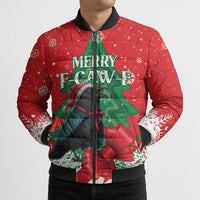 Funny Christmas Raven Bomber Puffer Jacket Merry F Caw F - Wonder Print Shop