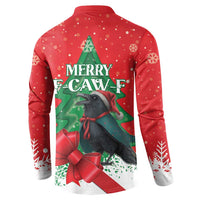 Funny Christmas Raven Button Sweatshirt Merry F Caw F - Wonder Print Shop