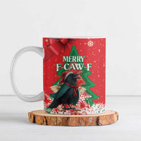 Funny Christmas Raven Ceramic Mug Merry F Caw F - Wonder Print Shop
