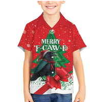 Funny Christmas Raven Family Matching Mermaid Dress and Hawaiian Shirt Merry F Caw F - Wonder Print Shop