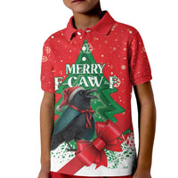 Funny Christmas Raven Kid Polo Shirt Merry F Caw F - Wonder Print Shop