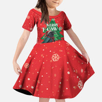 Funny Christmas Raven Kid Short Sleeve Dress Merry F Caw F - Wonder Print Shop