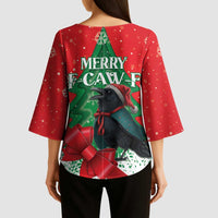 Funny Christmas Raven Kimono Sleeve Blouse Merry F Caw F - Wonder Print Shop