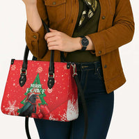 Funny Christmas Raven Leather Bag Merry F Caw F - Wonder Print Shop