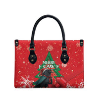 Funny Christmas Raven Leather Bag Merry F Caw F - Wonder Print Shop