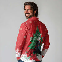 Funny Christmas Raven Long Sleeve Polo Shirt Merry F Caw F - Wonder Print Shop