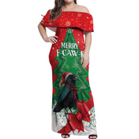 Funny Christmas Raven Off Shoulder Maxi Dress Merry F Caw F - Wonder Print Shop