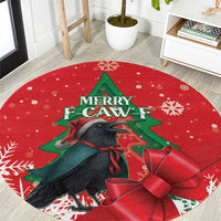 Funny Christmas Raven Round Carpet Merry F Caw F - Wonder Print Shop