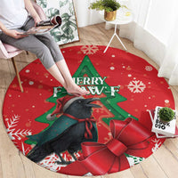 Funny Christmas Raven Round Carpet Merry F Caw F - Wonder Print Shop