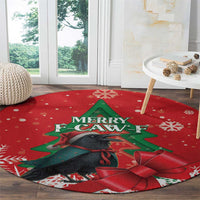 Funny Christmas Raven Round Carpet Merry F Caw F - Wonder Print Shop